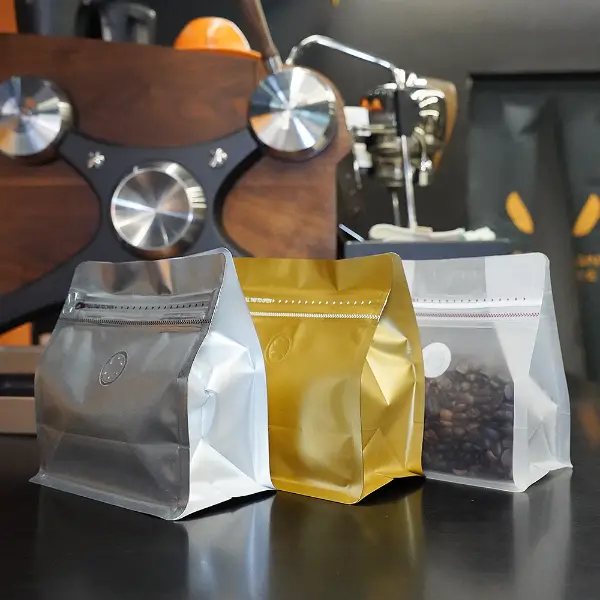 バルブとジッパー付きの横置き150gストックコーヒーバッグ