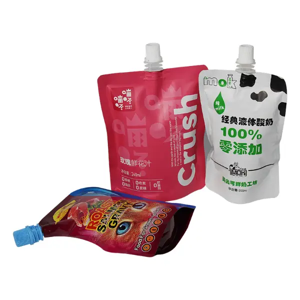 食品用に使われるカスタムプラスチック製の注ぎ口ポーチ, ペットフードおよび飲料のパッケージ