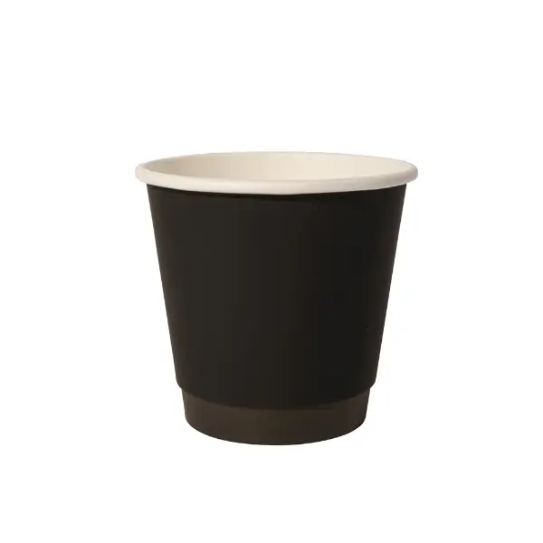 ホットドリンク用のシングルソフトタッチ黒紙コップ、壁断熱材が二重に使われています