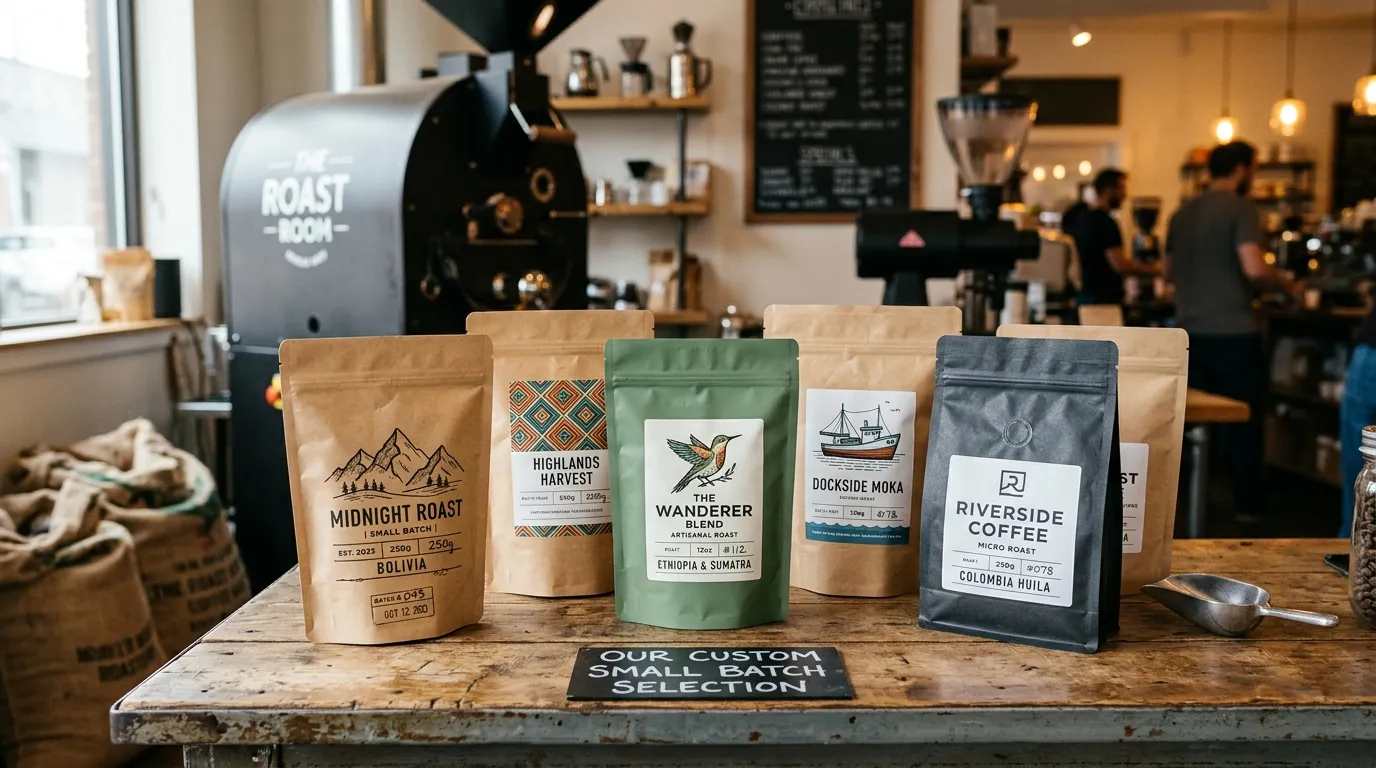 垂直のフラットボトムコーヒーバッグ