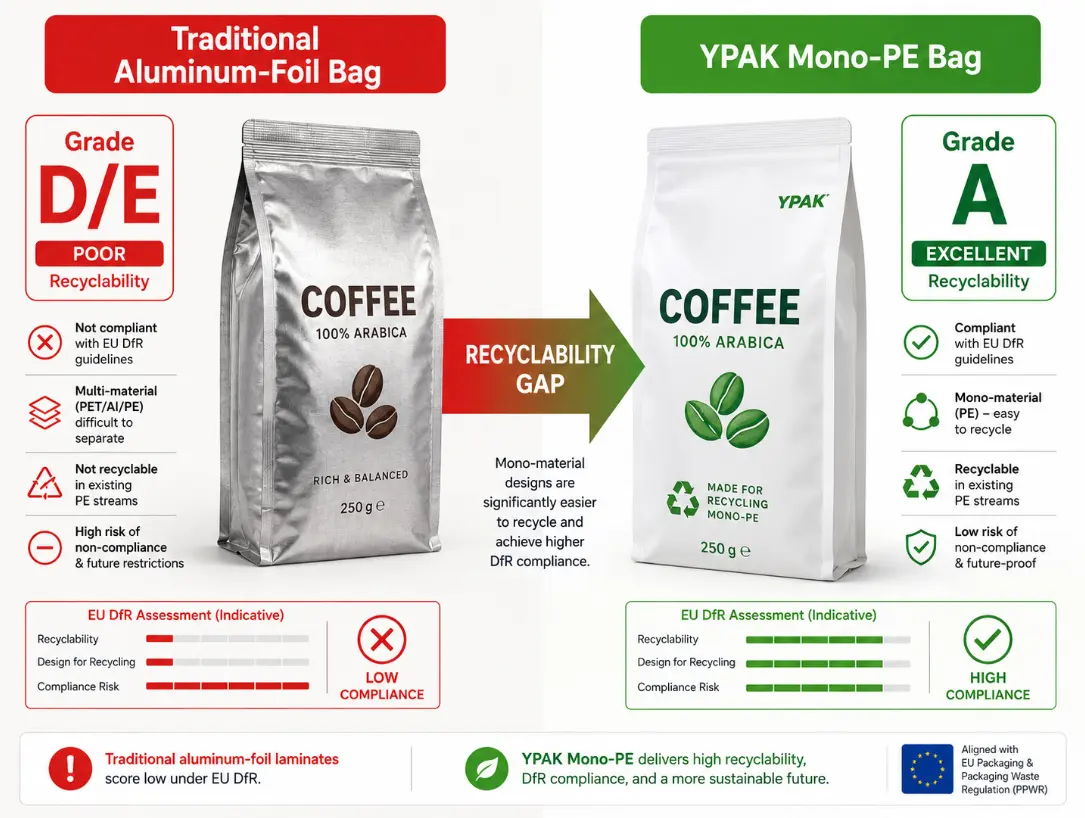 モノPEとアルミ製コーヒーバッグの比較