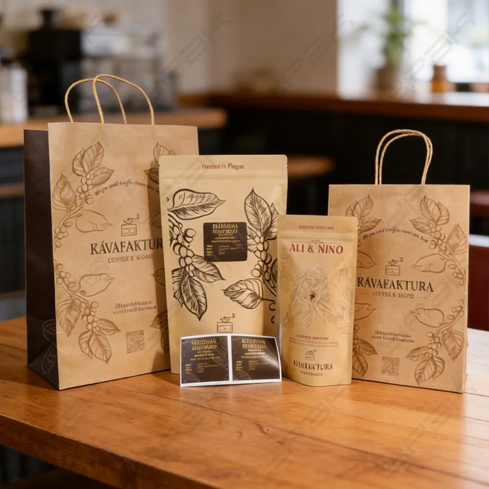 Kit di imballaggio per caffè in carta Kraft