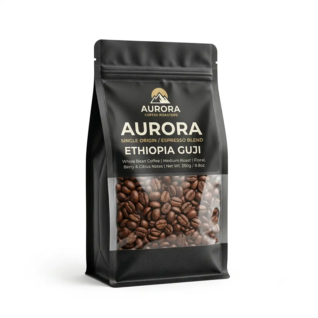 フロントパネル付きコーヒーパウチ