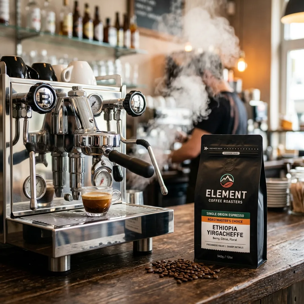 フラットボトムのコーヒーバッグが1つ