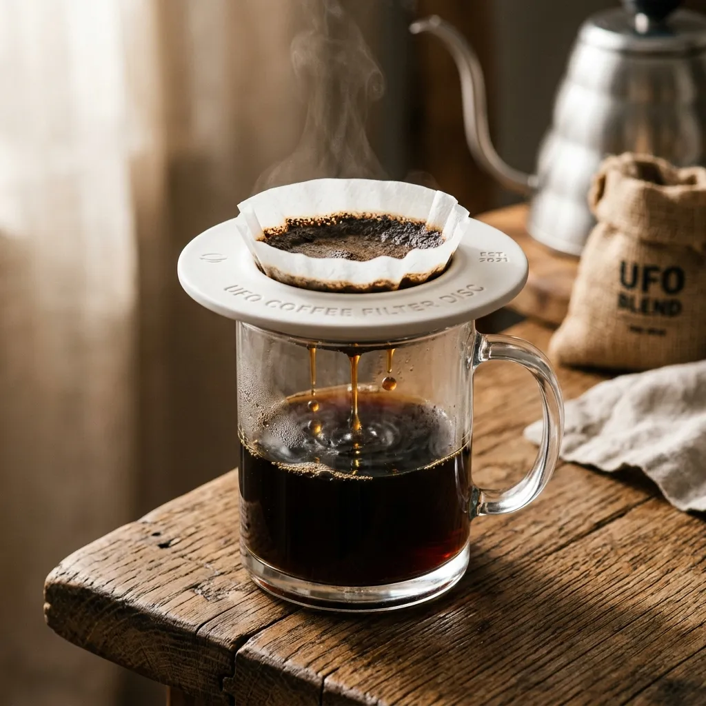 UFOのコーヒーフィルターを注ぐ