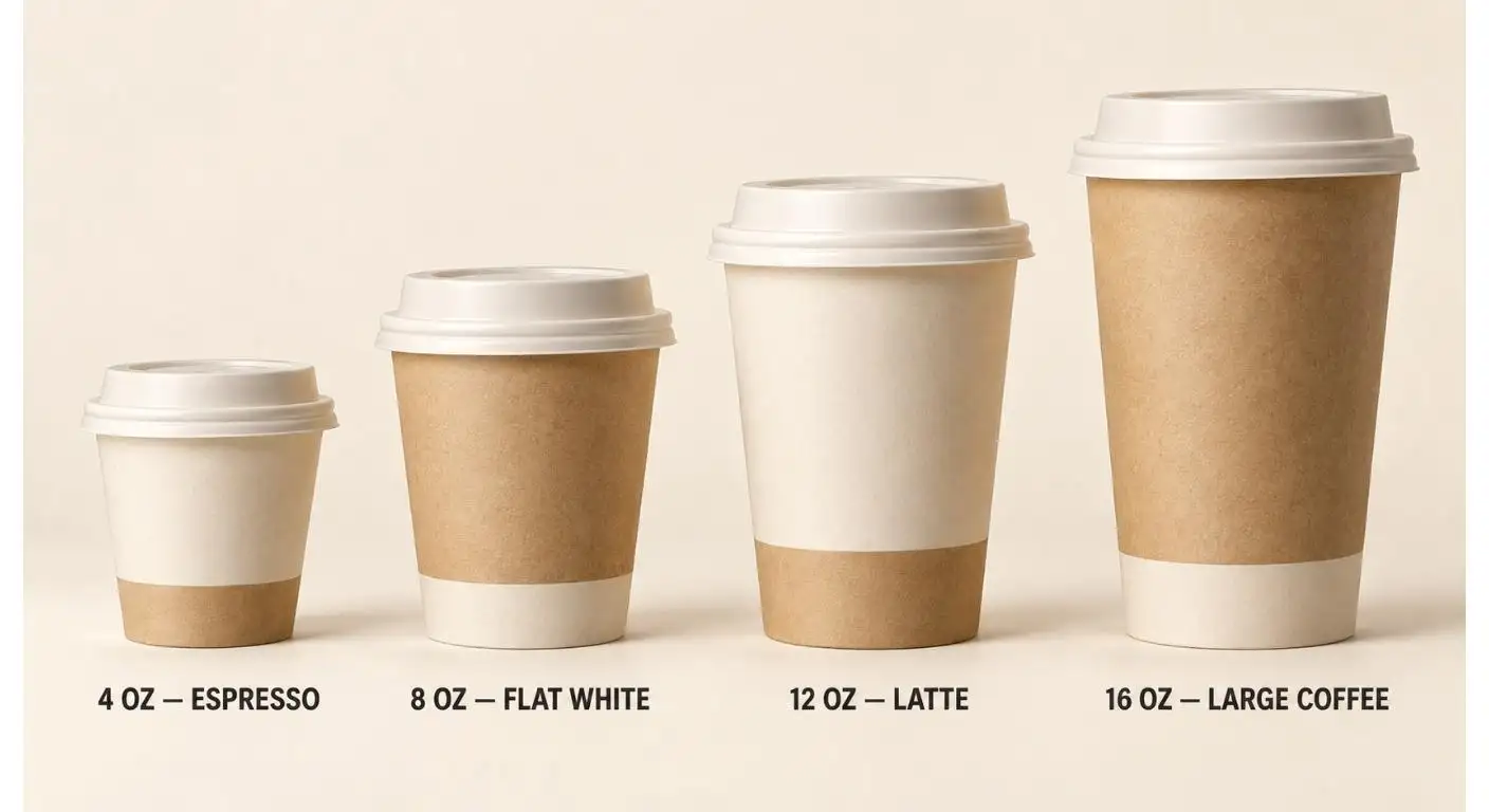 コーヒー用紙カップのサイズ